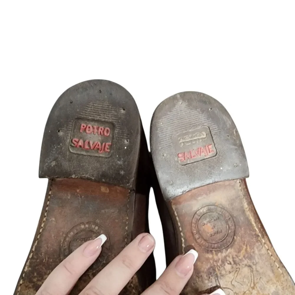 Potro Salvaje Brown Leather Ankle Boots Chelsea Western Riding Ranch‎ Boots